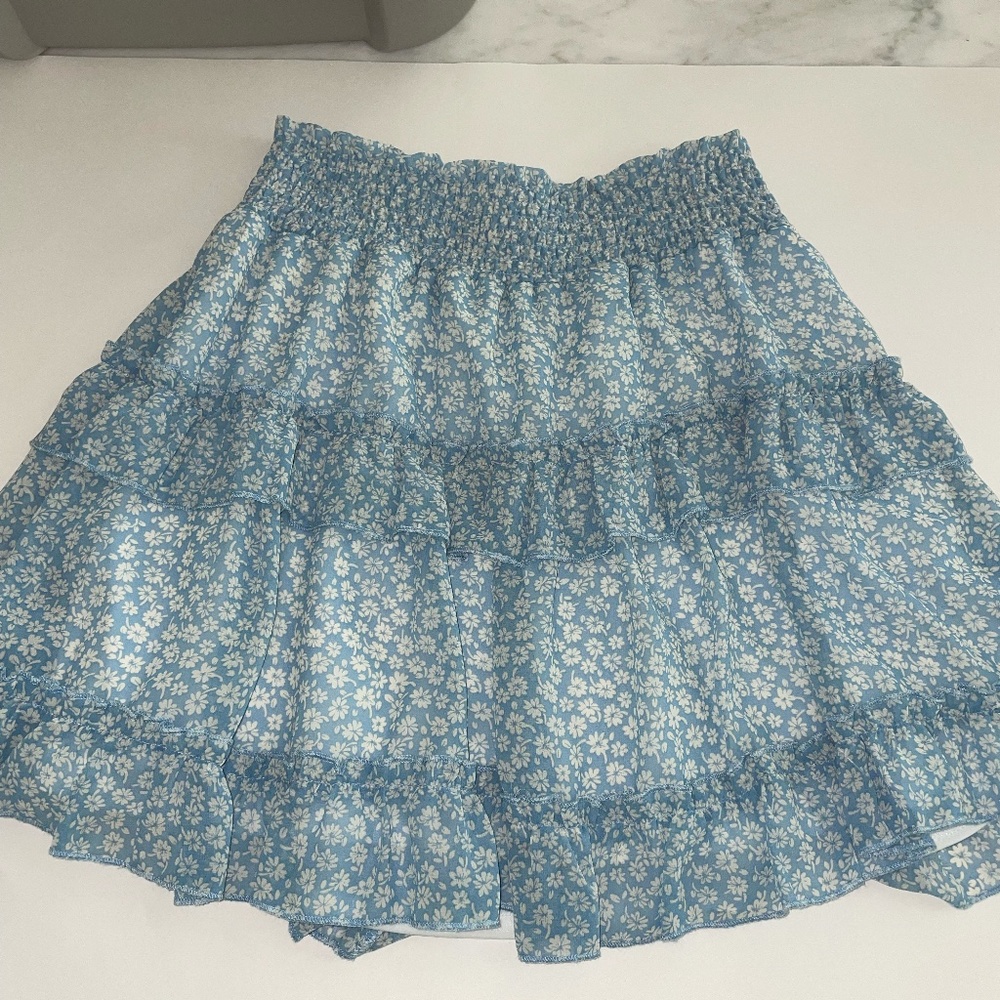 Altar'd State Flowy Blue Floral Mini Skirt